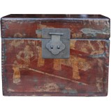 Red Painted Chest with Gold Painted ancient figures 