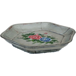 Hexagon Flora Painted Plate