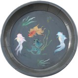 Grey Koi Fish Painted Plate