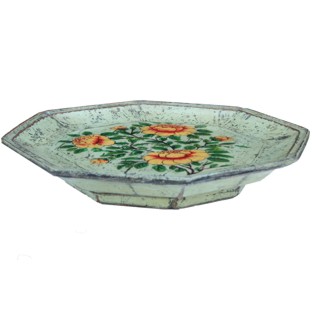 Green Octagon Painted Plate