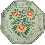 Green Octagon Painted Plate