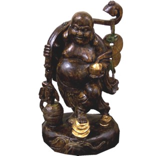 Antique Wood Statue Buddha Maitreya