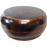 Black Lacquer Round Wood Box