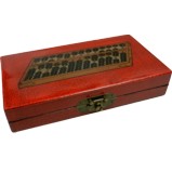 Chinese Abacus in Red Painted Box