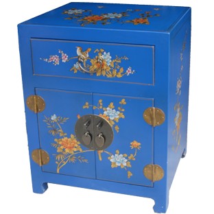 Chinese Blue Floral Painted Bedside