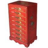 Chinese Red Filing Cabinet - Bird and Flower