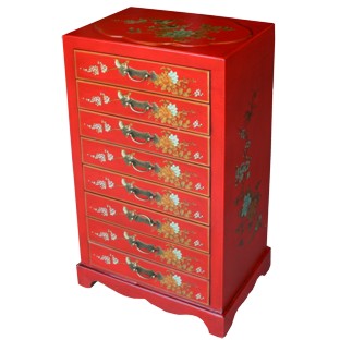 Chinese Red Filing Cabinet - Dragon Phoenix