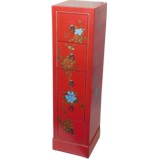 Red CD/DVD Cabinet - Flower Painted