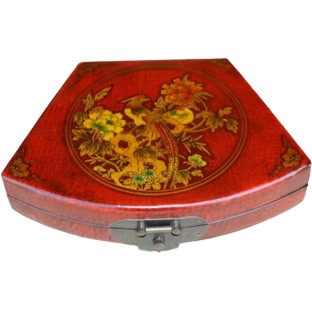 Red Fan Shape Painted Box