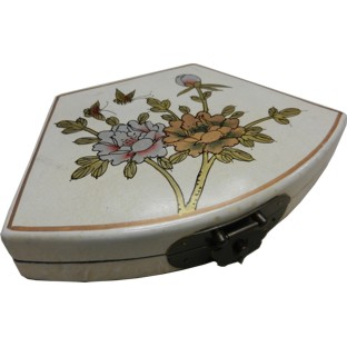White Painted Fan Shape Painted Box