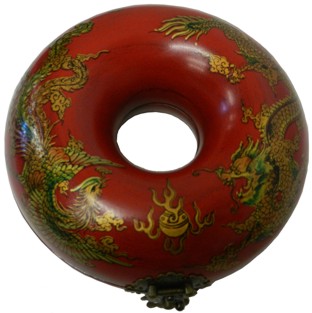 Doughnut Necklace Box with Dragons Red