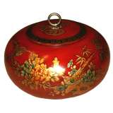 Red Hand Painted Flower and Birds Wood Box