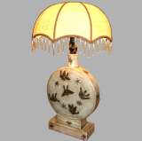 Creamy Painted Classical Chinese Round Base Lamp - Base Only