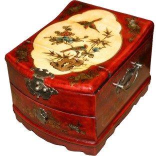 Curve Top One-Drawer Red Mirror Box