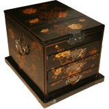 Large Black Jewellery Mirror Box - Flower