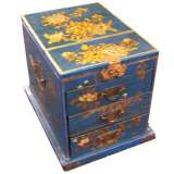 Large Blue Jewellery Mirror Box - Flower