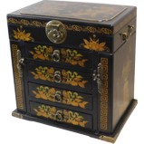 Chinese Black Mirror Box Dragon and Phoenix