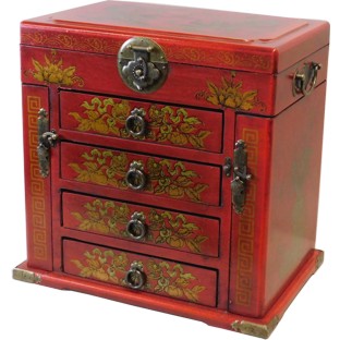 Chinese Red Mirror Box Dragon and Phoenix