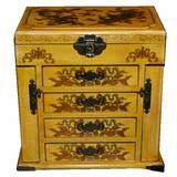 Oriental Beige Mirror Box Flower and Birds