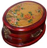 Oval Shape with Drawer Red Mirror Box