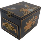 Black Jewellery Box with Stand-Up Mirror - Bird