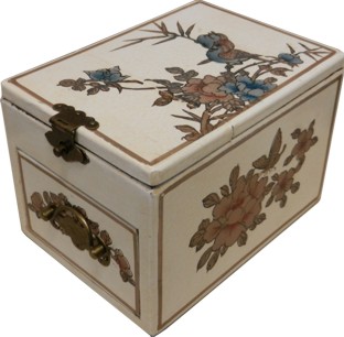 Cream One Drawer Mirror Box - Flower