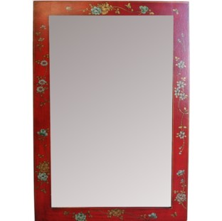 Red Mirror w/ Paintings - Vertical