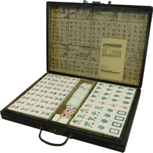 Large Mahjong Set in Black Painted Box 