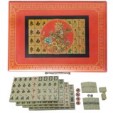 Large Tile Mahjong Set in Red Leather Box