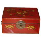 Medium Red Flower Painted Box
