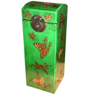 Green Butterflies Wine Box