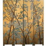 Pear Blossom Room Divider Screen-Gold Leaf Background