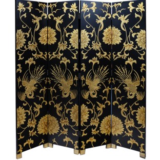 Chinese Black and Gold Phoenix Room Divider Screen