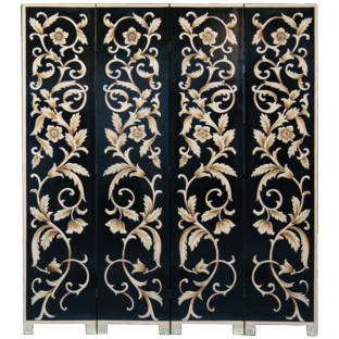 Coromandel on Black Room Divider Screen