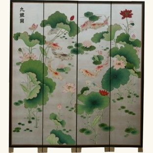 The Silver Leaf Koi Fish Room Divider Screen