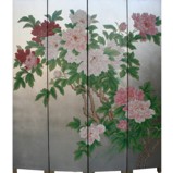 The Peony Flower Room Divider Screen - Silver Leaf