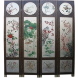 Chinese Four Seasons Plant Room Divider Screen Silver