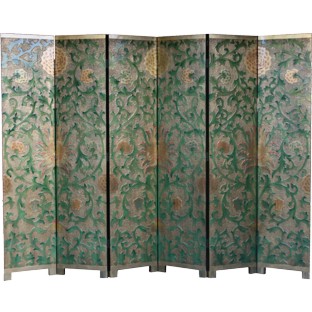 French Gold Leaf Room Divider Screen - Coloured Sun Flowers