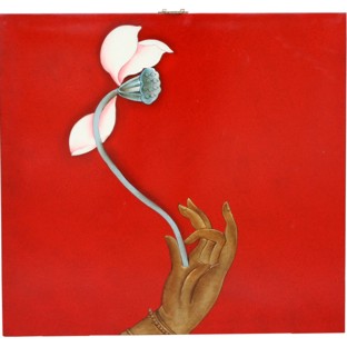 Lotus Red Wall Hanging Screen