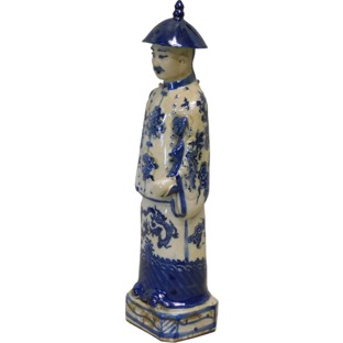 Blue and White Chinese Qing Emperor Yongzheng Statue