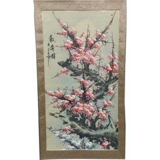 Chinese Painting Scroll - Pink Plum Blossom