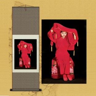 Chinese Wedding Girl Large Silk Scroll