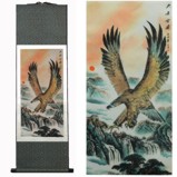 Chinese Eagle Painting Silk Scroll