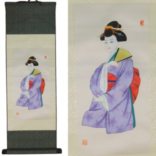 Japanese Lady Paintings Silk Scroll