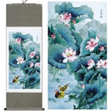 Chinese Lotus Silk Scroll