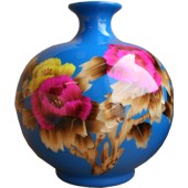 Blue Contemporary Vase - Reed Plant Art