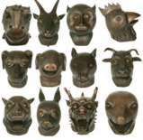 Set of 12 Chinese Zodiac Brass Animal Heads