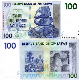 Zimbabwe 100 Dollars Banknote