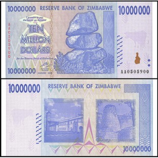Zimbabwe 10 Million Dollars Banknote