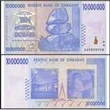 Zimbabwe 10 Million Dollars Banknote